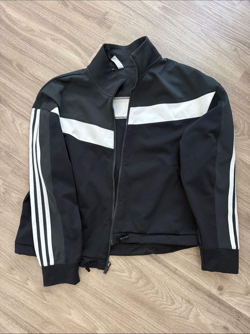 adidas Black Track Jacket with White Stripe Details